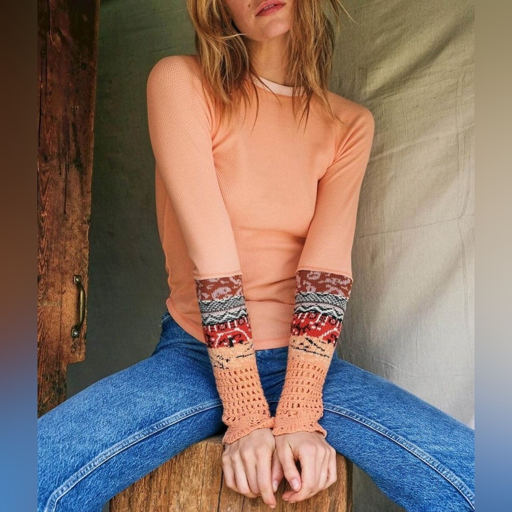 Free People In The Mix Knit Cuff Thermal Top